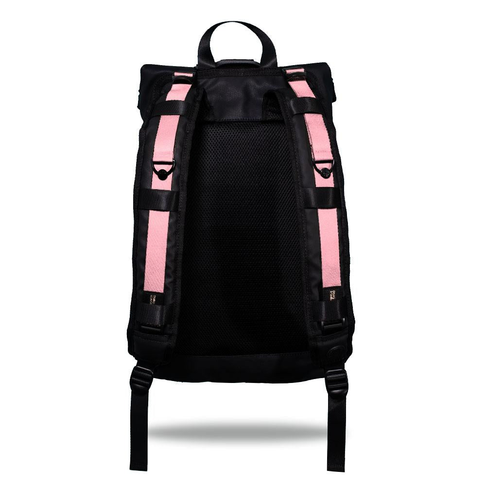 Product image show the back of an Imperial backpack with two should straps showing with interchangeable straps. The tension strap the item that is for sale on this page and is called Passion Pink and is a solid light pink color