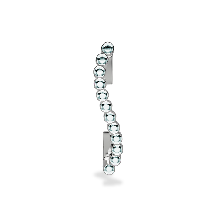Wavy silver metal charm to put on the Imperial+ lined with 12 beautiful clear glass crystals