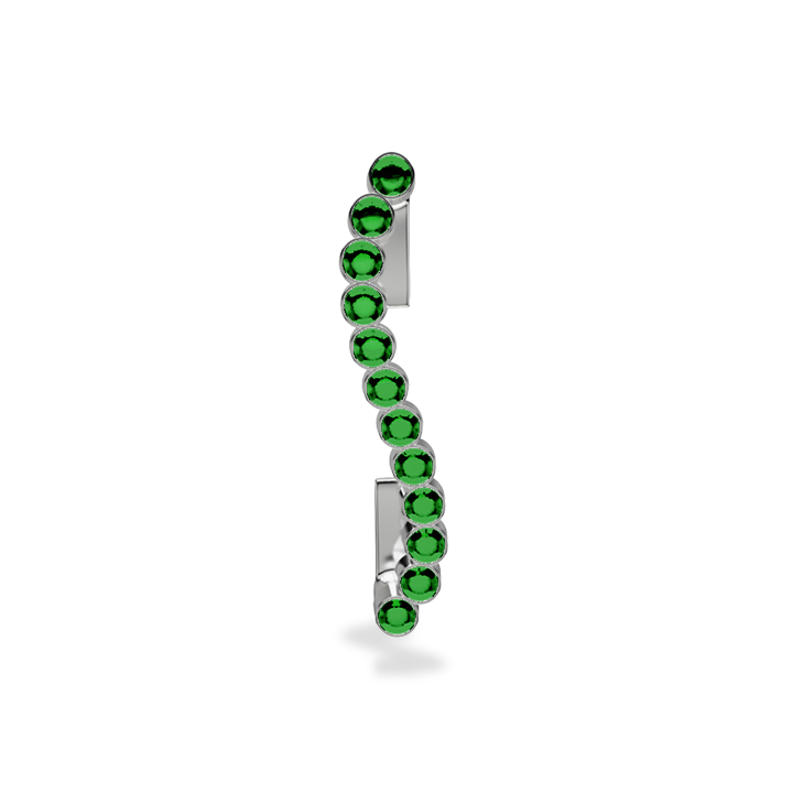 Wavy silver metal charm to put on the Imperial+ lined with 12 beautiful green glass crystals