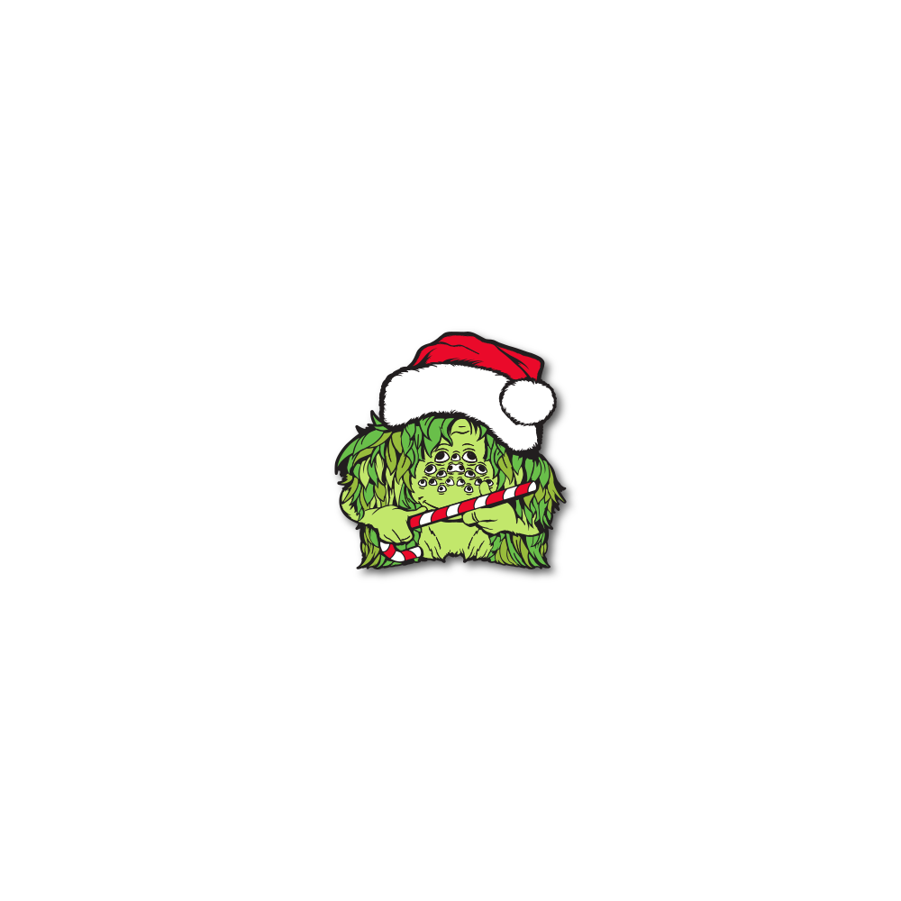This is a reward item, do not purchase. ZOX single wristband with blue colors and a cartoon "monster" that is green, 10 eyes and has a candy cane and Santa hat. Comes with a matching lapel pin and is redeemable for collecting all 31 monsters from 2021. 
