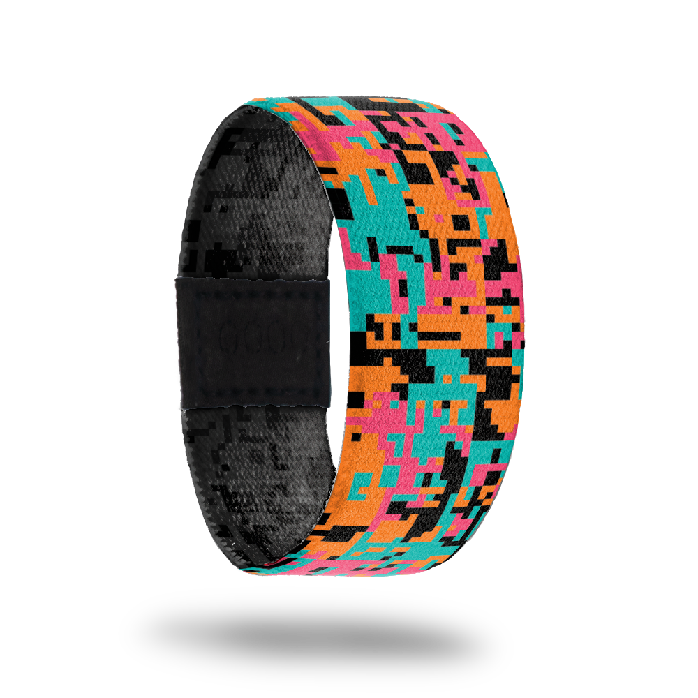 AlamoCity-Sold Out-ZOX - This item is sold out and will not be restocked. Teal, pink, orange and black digital camo. The inside is black and grey digital camo and reads AlamoCity.
