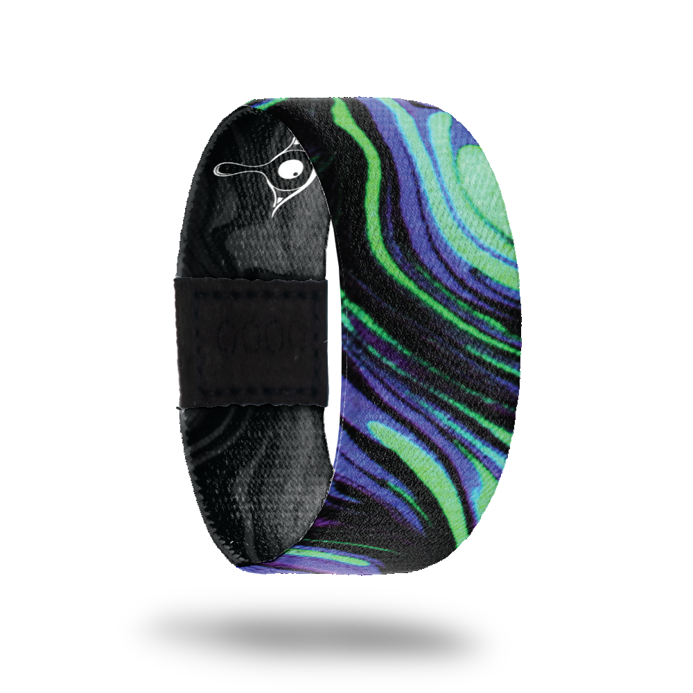 Amaze-Sold Out-ZOX - This item is sold out and will not be restocked. Black, neon green and purple swirls all over. Inside is all black and says Amaze. 