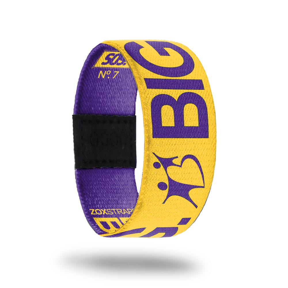 BBBS LA – Big.-Sold Out-ZOX - This item is sold out and will not be restocked.Outside Design Yellow with purple "Big" typography with a purple Big Brothers Big Sisters logo next to it. Inside Design Purple with yellow "BBBS LA" typography and BBBS logo.