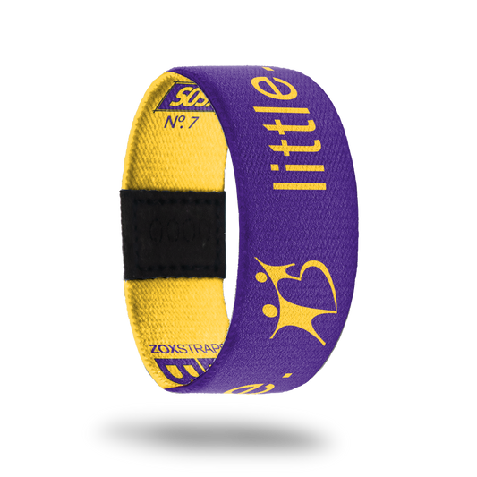 BBBS LA – Little.-Sold Out-ZOX - This item is sold out and will not be restocked. Outside Design Purple with yellow "little" typography and yellow Big Brothers Big Sisters logo next to it. Inside Design Yellow with purple "BBBS LA" typography and BBBS logo.