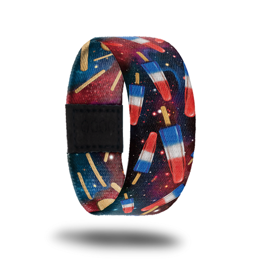 Be Cool-Sold Out-ZOX - This item is sold out and will not be restocked. Black and red space scene with red, white and blue popsicles. Inside is the same but it's just the Popsicle stick and says Be Cool.  