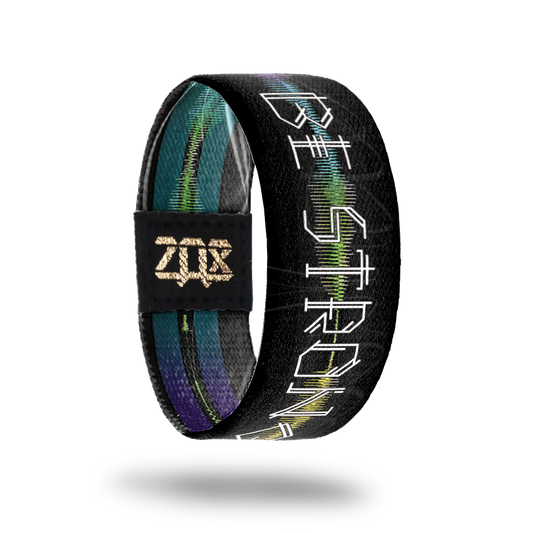 Be Strong-Sold Out-ZOX - This item is sold out and will not be restocked. Outside is solid black with two bold gradient multicolored lines. Inside is a heartbeat wave. Inside is the same and reads Be Strong. 