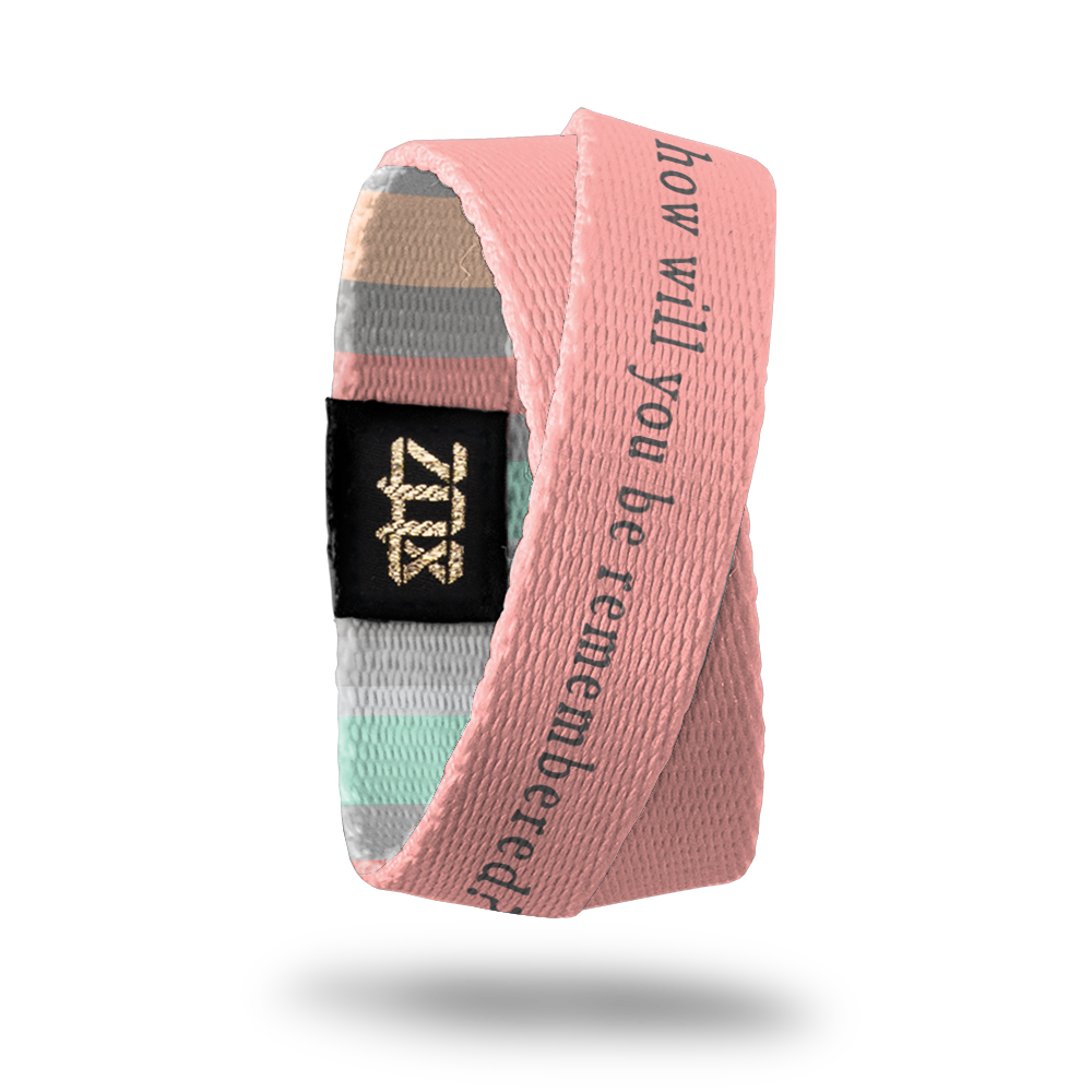 Inside design of How Will You be Remembered? Pale pink background with How Will You Be Remembered? in a light grey text