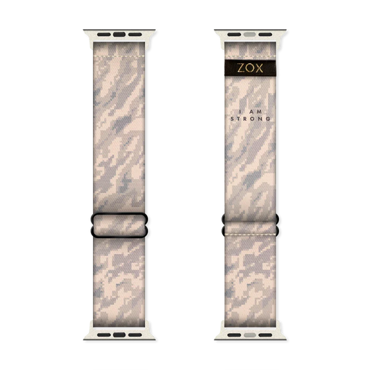 Watchband with digicamo in brown and grey colors. The inside is the same and says I Am Strong. Check size guide for compatible watches. 