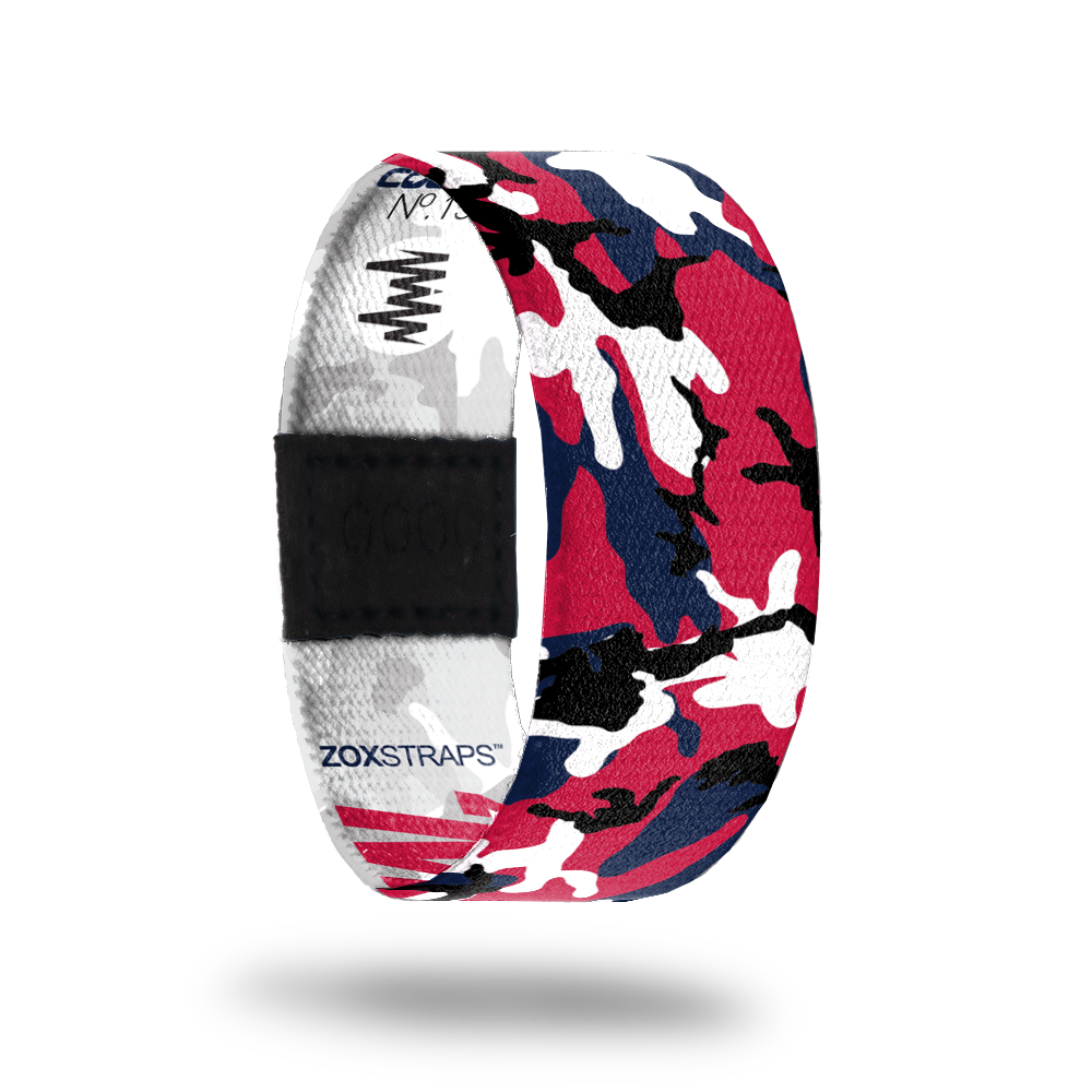 ‘Merica-Sold Out-ZOX - This item is sold out and will not be restocked. Red, white and blue camo. The inside is white and grey camo and reads "Merica.