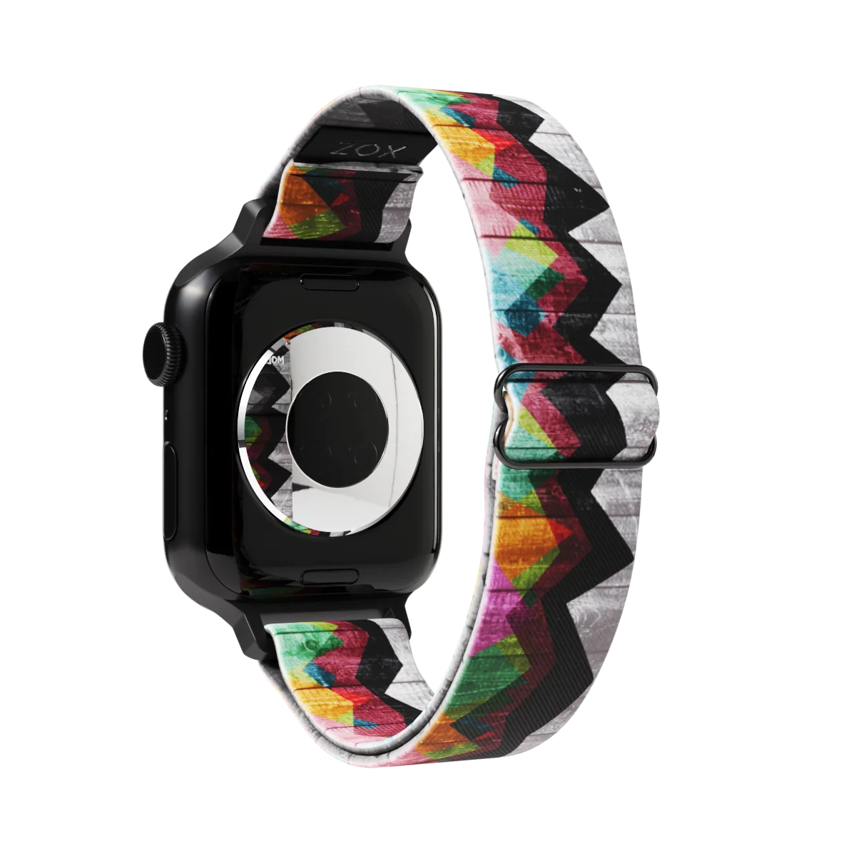 Watchband with two design in one. The background design is a black and grey weathered picket fence and has a grainy look to it. Over top about 3/4 showing, is abstract mountains of varying colors. The inside is the same design and reads Mountains to Molehills. Check out the size giude for compatible watches.