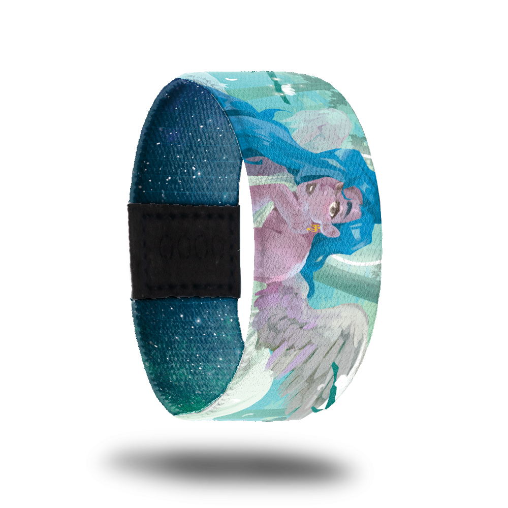 Outside design for Virgo features an angel with light blue hair and a turquoise background.