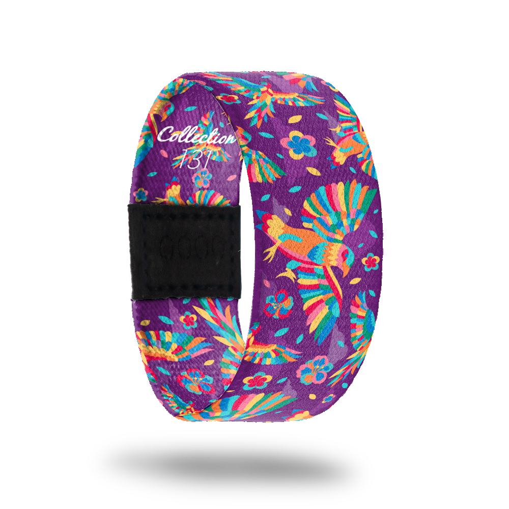Believe You Can-Sold Out-ZOX - This item is sold out and will not be restocked. Bright purple strap with multicolored flying eagles and flowers all over. Inside is the same and reads Believe You Can