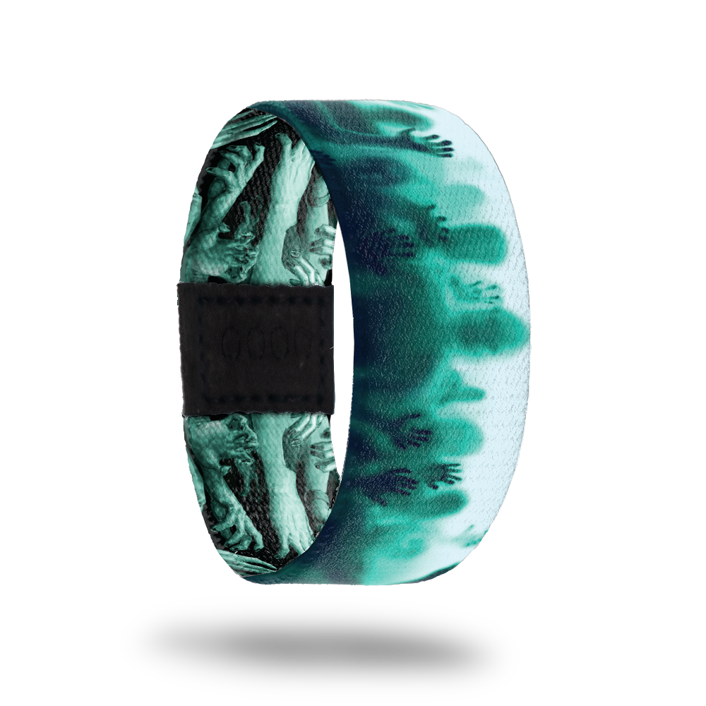 Always Hungry-Sold Out-ZOX - This item is sold out and will not be restocked. White base with ghostly figures reaching out. Inside is the same with arms and hands clawing and reads Always Hungry. 