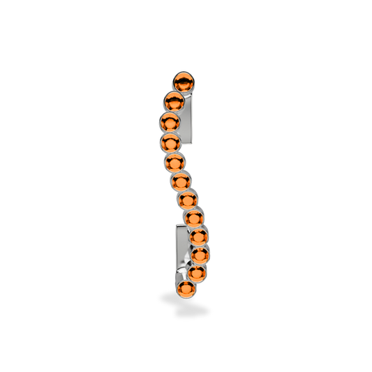 Wavy silver metal charm to put on the Imperial+ lined with 12 beautiful orange glass crystals