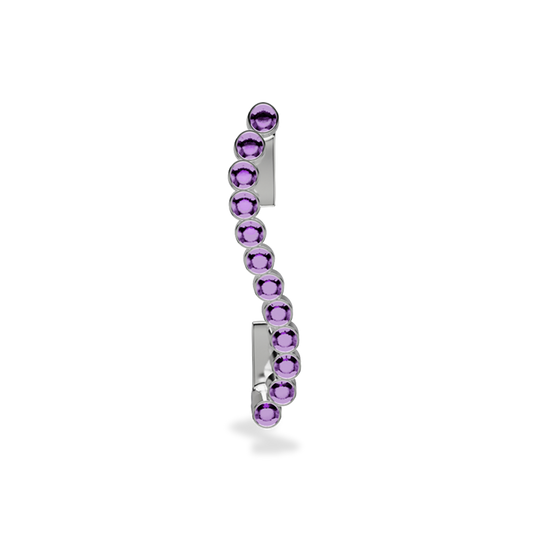 Wavy silver metal charm to put on the Imperial+ lined with 12 beautiful purple glass crystals