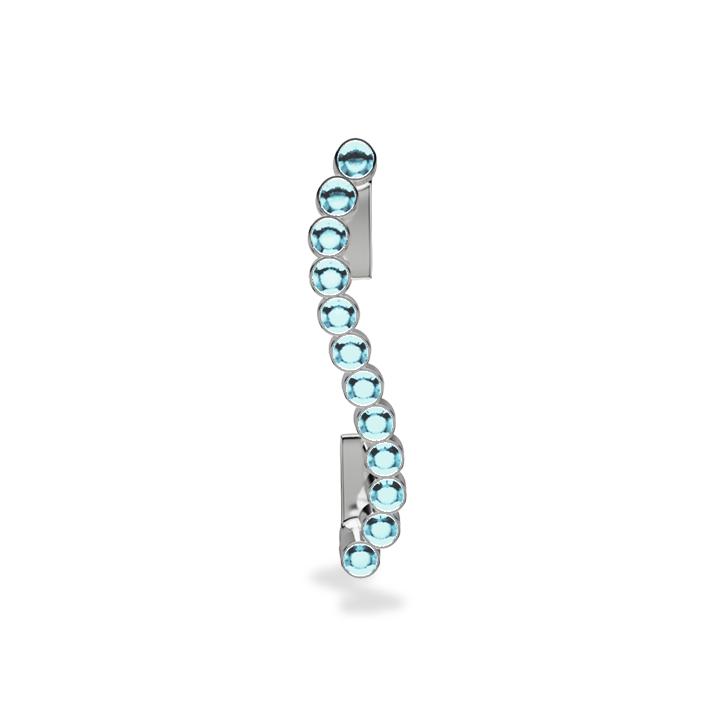 Wavy silver metal charm to put on the Imperial+ lined with 12 beautiful light blue glass crystals