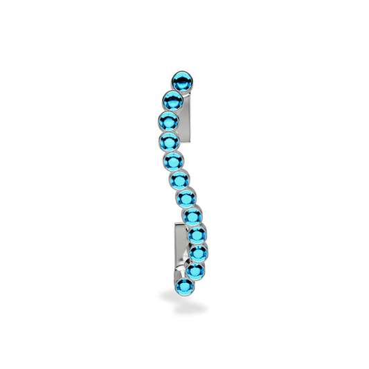 Wavy silver metal charm to put on the Imperial+ lined with 12 beautiful teal glass crystals