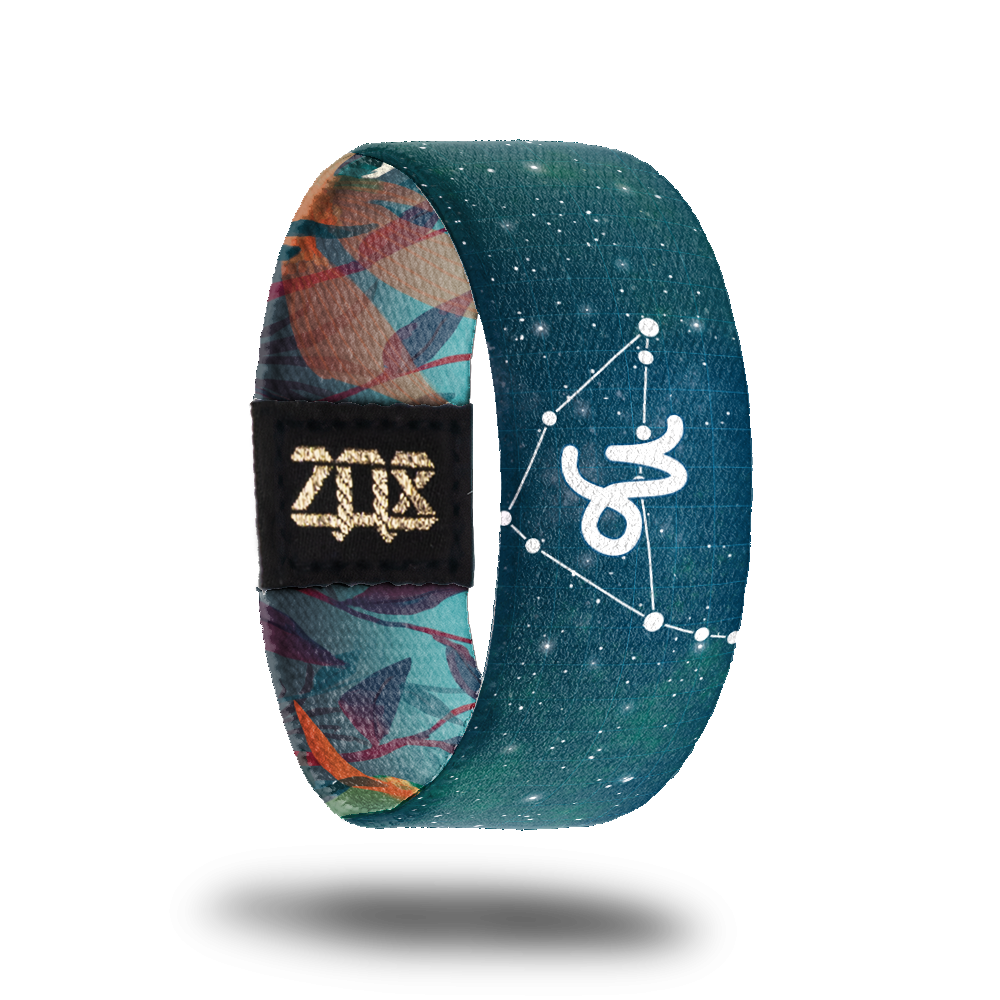 Inside design of Capricorn, a navy blue background with the star constellation and symbol for the astrological sign Capricorn in white 