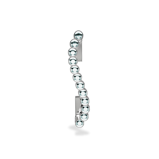 Wavy silver metal charm to put on the Imperial+ lined with 12 beautiful clear glass crystals
