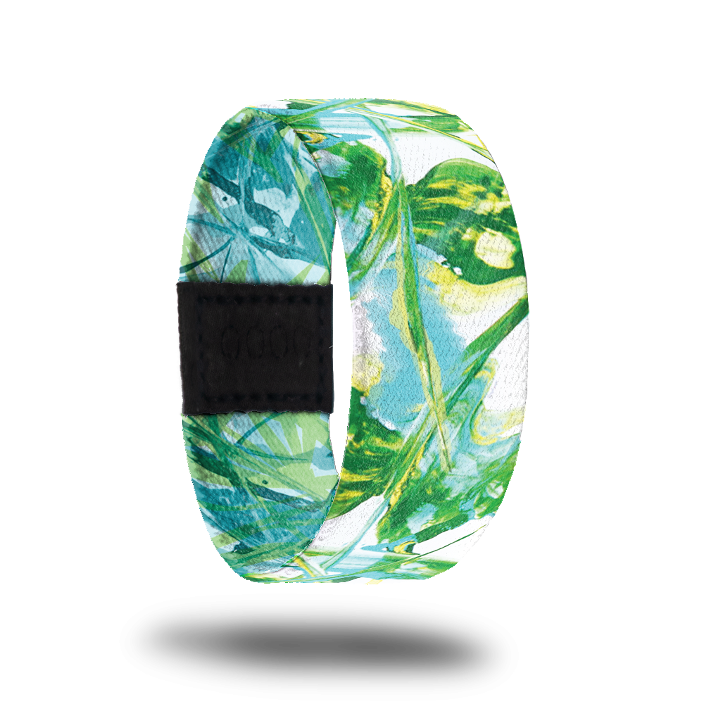 Outside design of Grow Every Day. Illustration of plant life in green and light blue colors