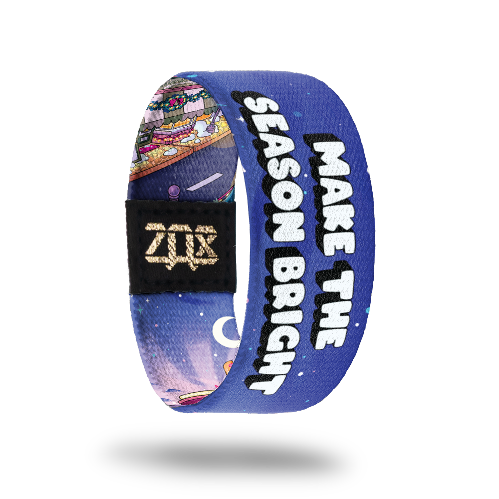 Inside is a night sky with stars and says Make the Season Bright