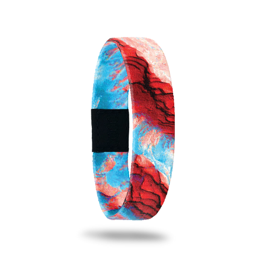 Product photo of the outside of one step at a time. It is an aerial of photoshopped image of Mars that is dark red and light blue.