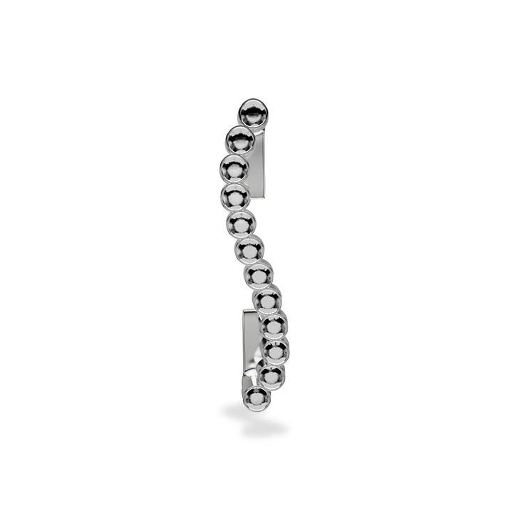 Wavy silver metal charm to put on the Imperial+ lined with 12 beautiful grey glass crystals