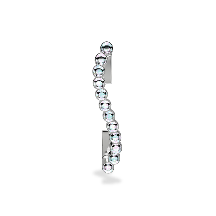 Wavy silver metal charm to put on the Imperial+ lined with 12 beautiful white glass crystals