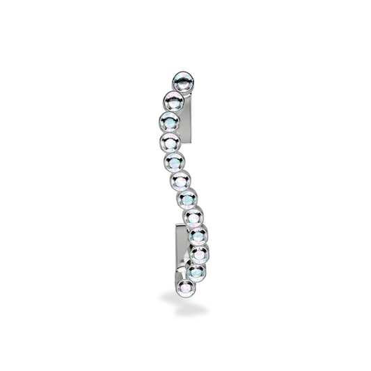 Wavy silver metal charm to put on the Imperial+ lined with 12 beautiful white glass crystals
