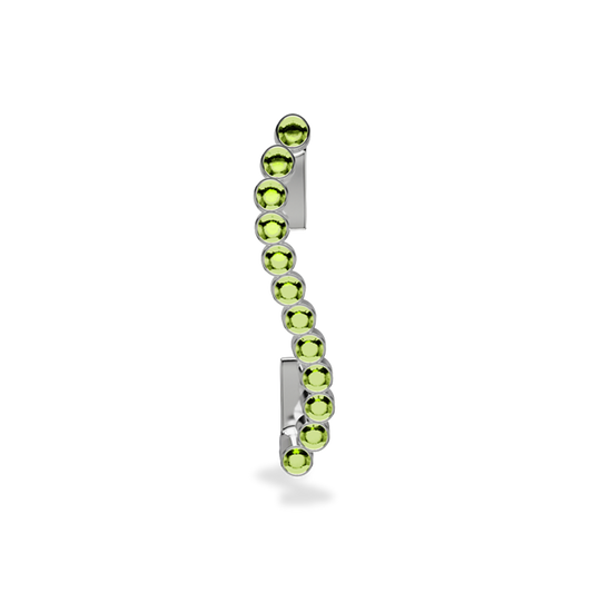 Wavy silver metal charm to put on the Imperial+ lined with 12 beautiful light green glass crystals