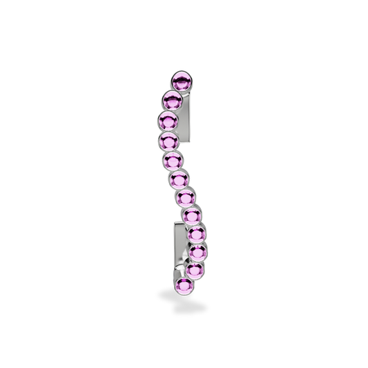 Wavy silver metal charm to put on the Imperial+ lined with 12 beautiful pink glass crystals
