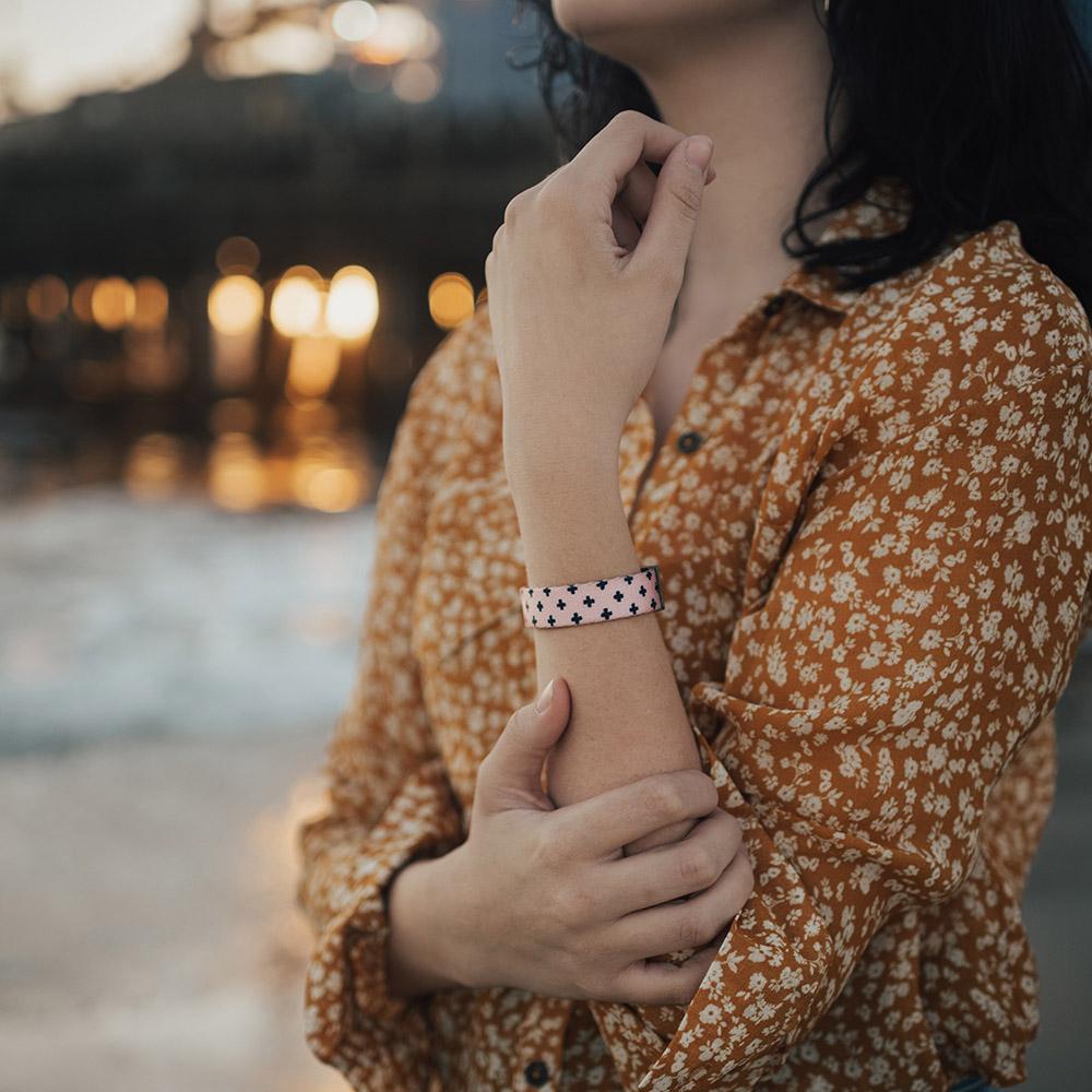Lifestyle close up image of someone wearing Prayers