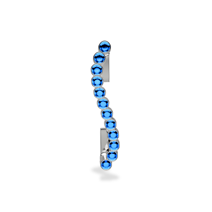 Wavy silver metal charm to put on the Imperial+ lined with 12 beautiful blue glass crystals