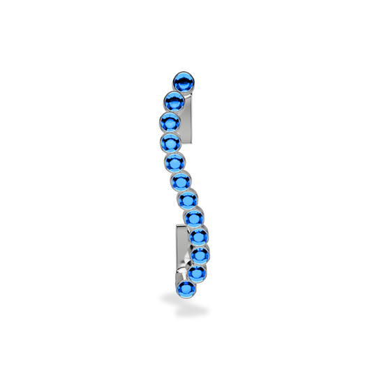 Wavy silver metal charm to put on the Imperial+ lined with 12 beautiful blue glass crystals
